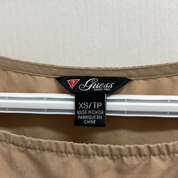 GUESS Cargo Cinched Waist Short Sleeve Mini Dress | Size XS Camel - Picture 3 of 8